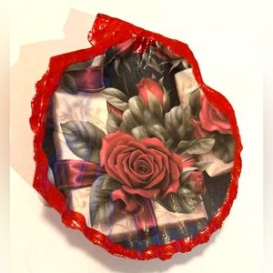 Handcrafted Shell Decoupage Decor or Ornament Valentines Rose